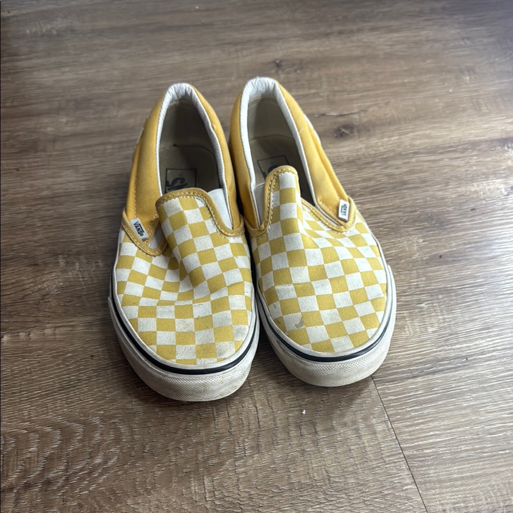 Vans Yellow and White Canvas Slip-On Sneakers